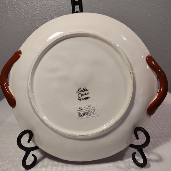 BELLA CASA ROOSTER PLATE BY GANZ EARTHTONES EXCELLENT CONDITION WITH HANDLES 10" - Picture 4 of 4